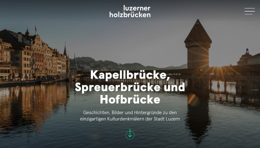 Website example screenshot: Bridge in Swiss city Luzern